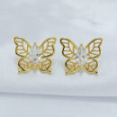 Brinco borboleta vazada com pedra cristal