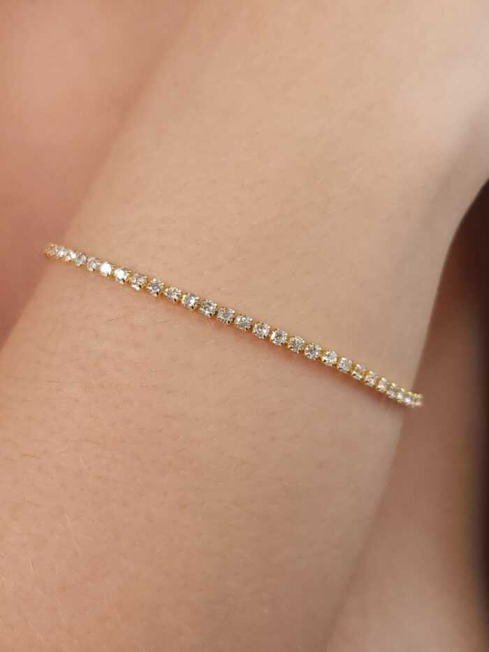 Pulseira fio riviera cristal quadrado