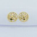 Brinco árvore da vida e pedras cristal