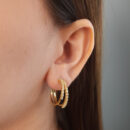 Brinco argola faixa dupla cravejada