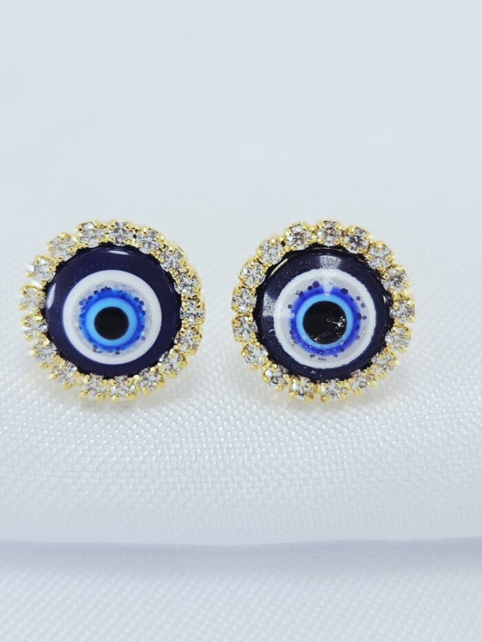 Brinco olho grego azul borda cravejada
