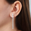 Brinco base cristal com fio de pedras baguete