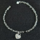 Pulseira elos cartier com corações liso e cristal