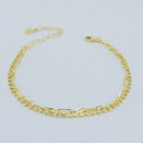 Pulseira dupla elos oval e bolinhas achatados dourado