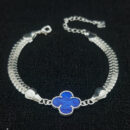 Pulseira malha snake grossa com trevo