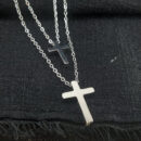 Gargantilha cruz dupla prateado