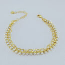 Pulseira dupla elos corações e pérolas