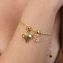 Pulseira coração detalhado pêndulo com ponto de luz