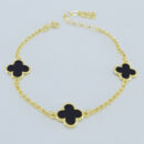 Pulseira elo portugues com trevo preto