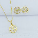 Conjunto círculo flor central cravejada