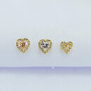 Trio de brincos coraçãoes rosa claro e cristal