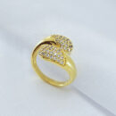 Anel dois fios cravejado borda lisa