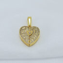 Pingente coração duplo cravejado com zircônia e liso