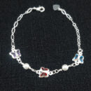 Pulseira infantil borboletas coloridas com pérola