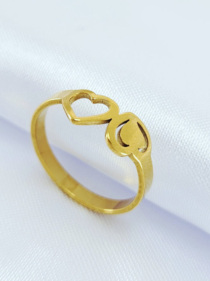 Anel coração duplo vazado