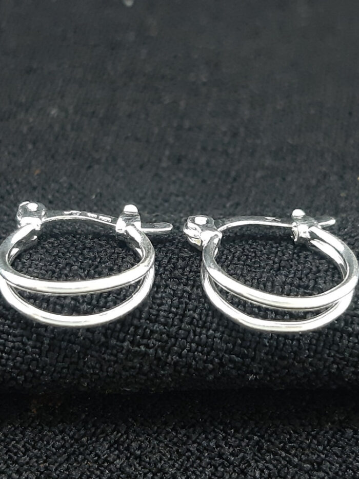 Argola infantil dois fios liso prateado - IVOPITA