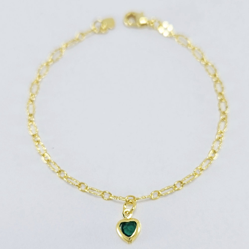 Pulseira infantil com coração pêndulo