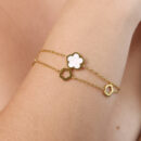 Pulseira dupla trevo branco e vazados