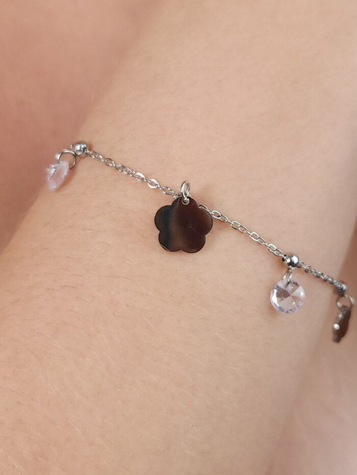 Pulseira flor com pontos de luz