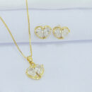 Conjunto coração com pedra cristal