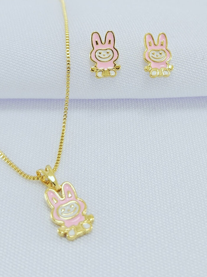 Conjunto infantil labubu rosa