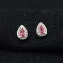 Brinco gota redor cravejado vermelho