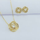 Conjunto fios cravejado com pedra cristal central