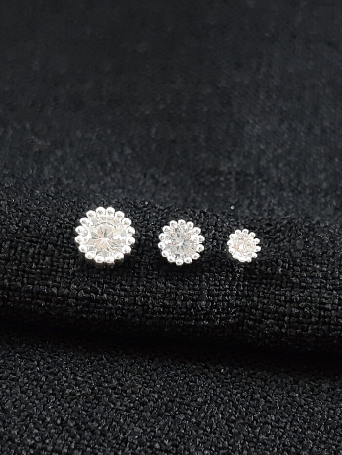 Trio de brinco ponto de luz prateado