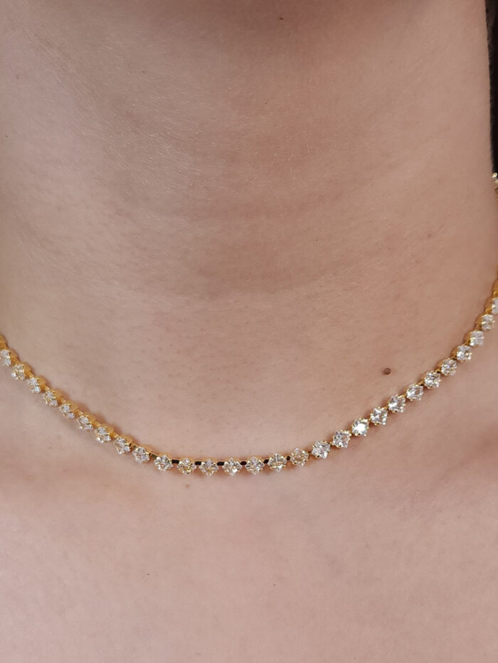 Gargantilha choker riviera cristais quadrados