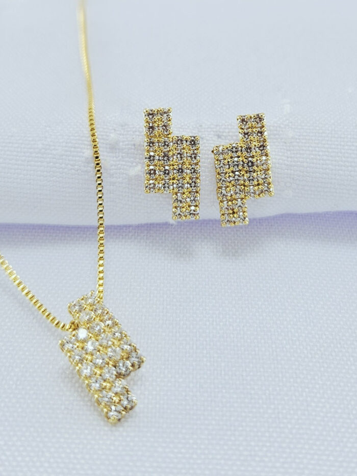 Conjunto retangular cravejado