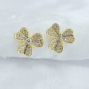 Brinco flor pétalas detalhe coração