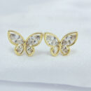 Brinco cristal borboleta com borda lisa