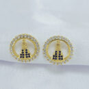 Brinco redondos N.S Aparecida borda cravejada com zircónias