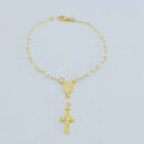 Pulseira terço com bolas perolado