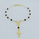 Pulseira terço com bolas pretas