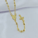 Gargantilha terço com bolinhas dourada