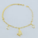 Pulseira elos cartier e lacraia com borboletas e corações cristal