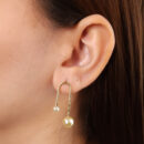 Brinco fio dourado com pérolas