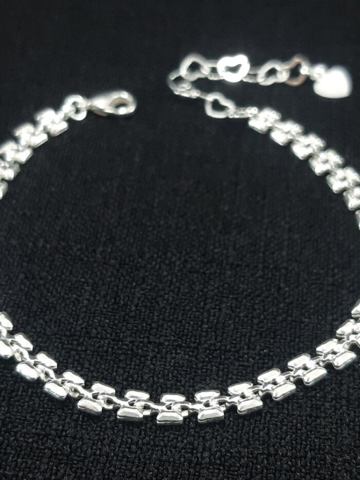 Pulseira elos quadrados prateada