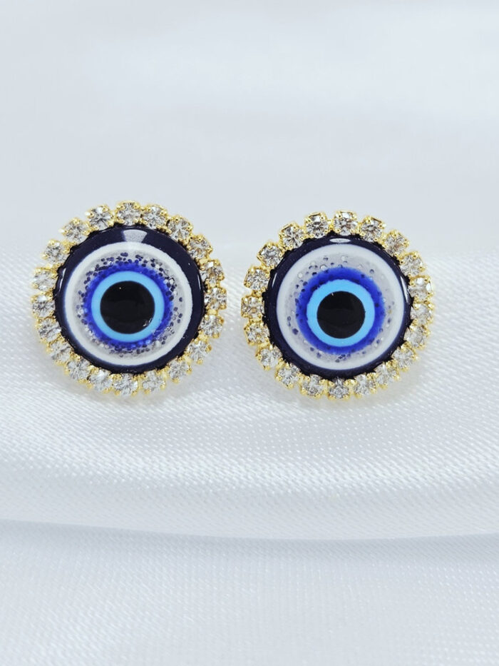 Brinco olho grego detalhe cravejado