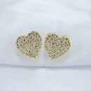 Brinco coração cravejado com borda vazada