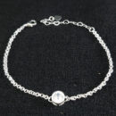 Pulseira elos duplo com pedra redondo cristal central