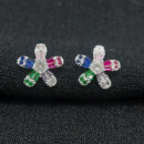 Brinco flor cristal colorido