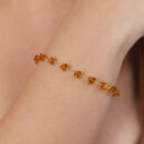 Pulseira pedras amber marrom com elos vazados