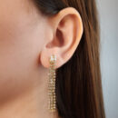 Brinco base quadrado fios em zircônia