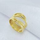 Anel fios entrelaçado dourado