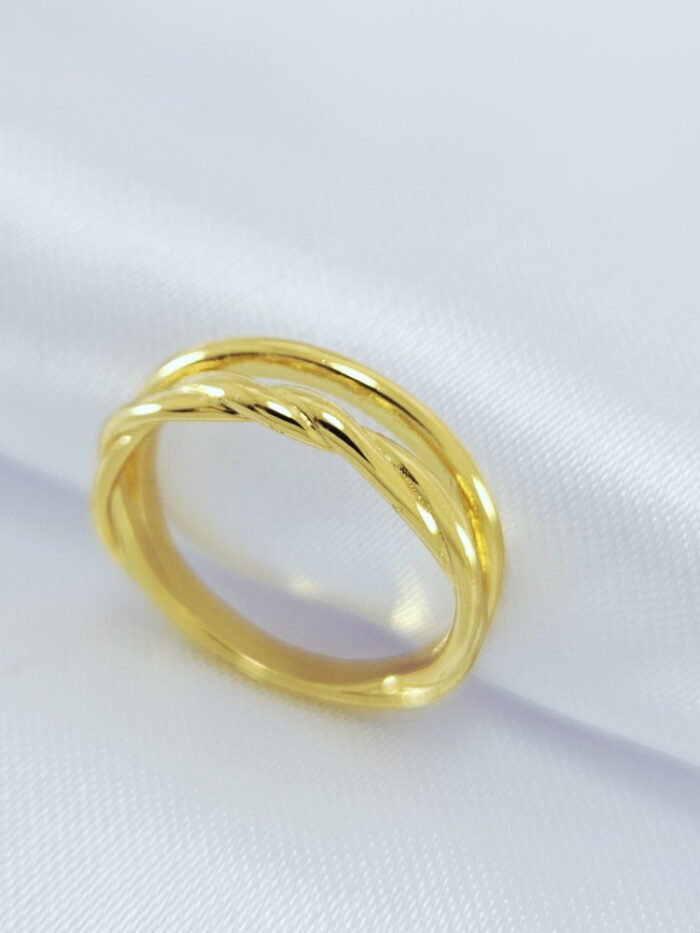 Anel dois fios torcido e liso