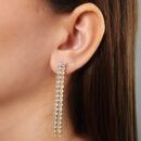 Brinco fios cravejado cristal