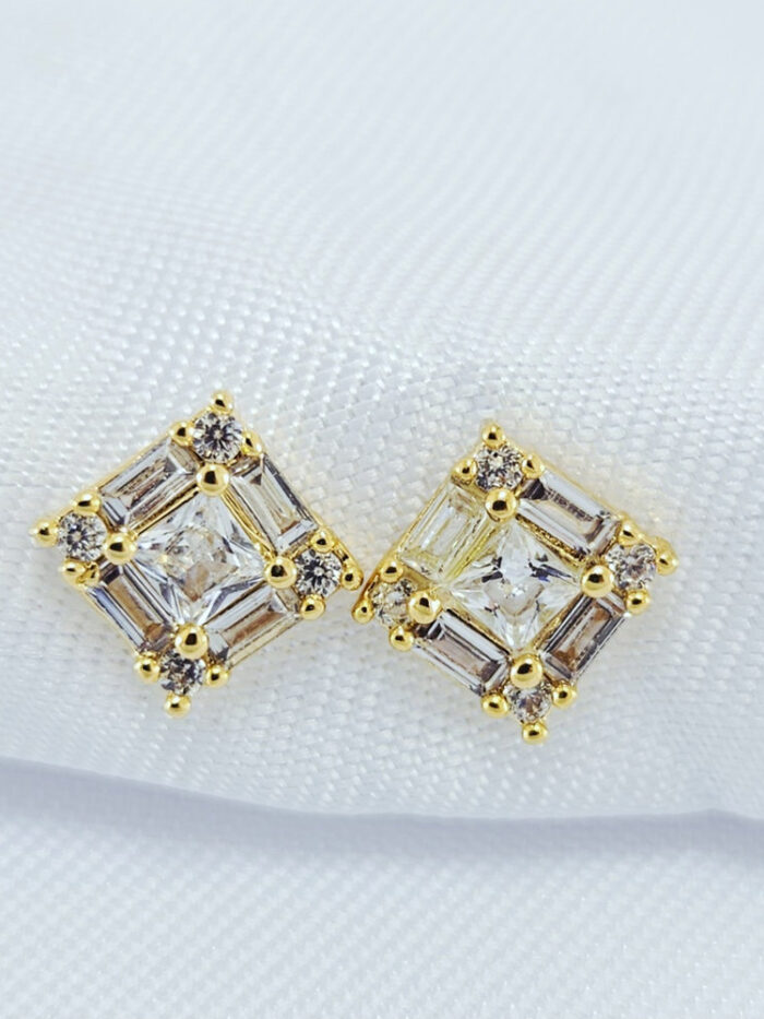 Brinco pedras baguetes quadrado