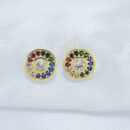 Brinco circulo colorido cravejado